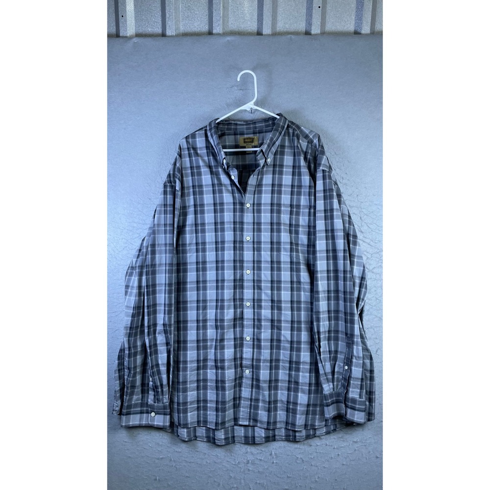 The Foundry Supply Co Shirt Mens 4XLT Grey Excellent Plaid Easy Care Button Down